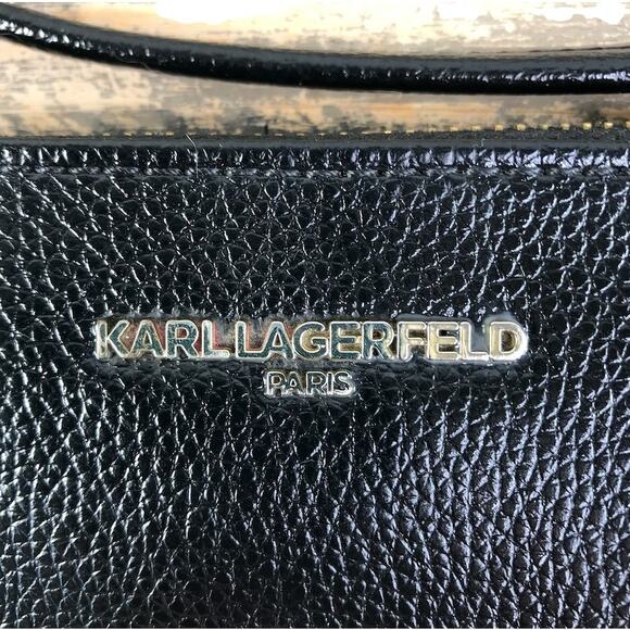 KARL LAGERFELD Paris Ophelia Leather Crossbody Bag Black Small Party Travel City - Picture 3 of 9